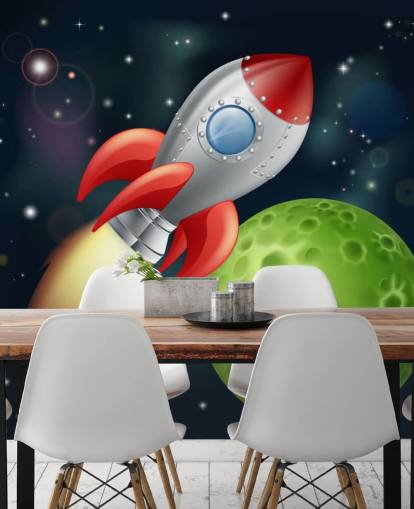 Mural Cohete a toda velocidad por el espacio