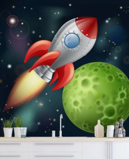 Mural Cohete a toda velocidad por el espacio