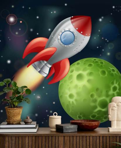 Mural Cohete a toda velocidad por el espacio Mural Cohete a toda velocidad por el espacio