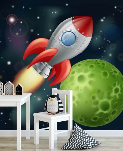 Mural Cohete a toda velocidad por el espacio