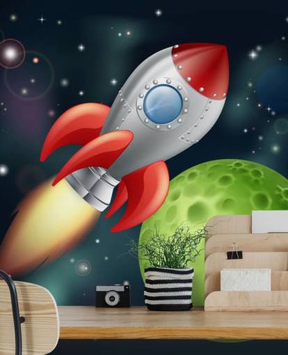 Mural Cohete a toda velocidad por el espacio