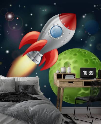 Mural Cohete a toda velocidad por el espacio