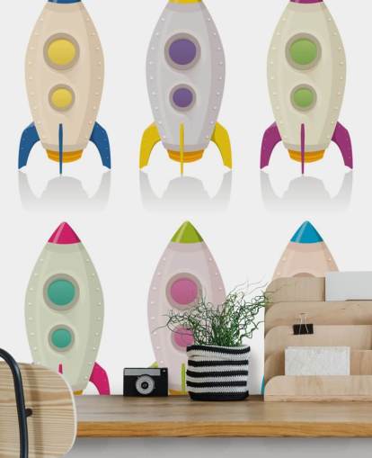 Cartoon Rockets bekleed behang