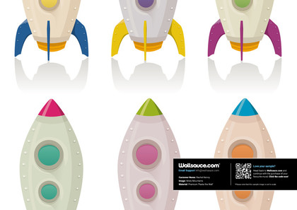 Retro Rocketship Set Wallpaper | Wallsauce US