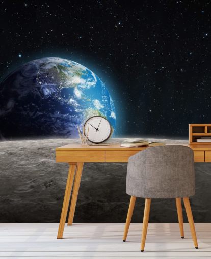 dark custom earth and moon wallpaper mural called Rising Earth for bedrooms dark custom earth and moon wallpaper mural called Rising Earth for bedrooms