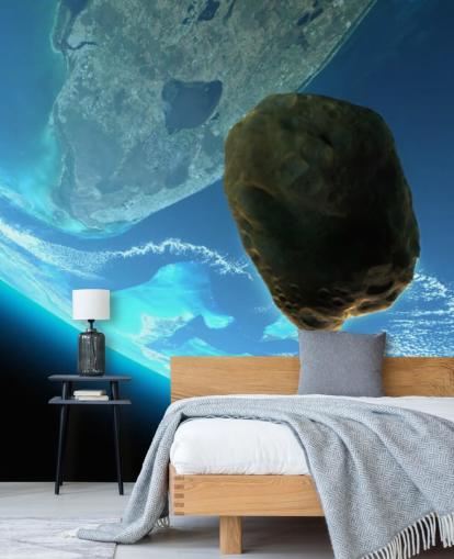 Mural Meteoro cayendo hacia la tierra