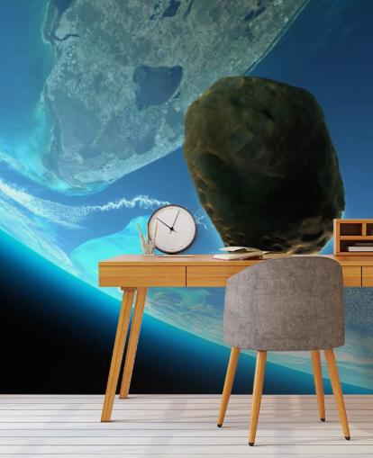 Meteor Tumbling Towards Earth Mural