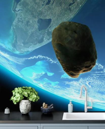 Meteor romahtaa kohti maan seinämaalausta