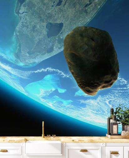 Meteor Tumbling Towards Earth Mural