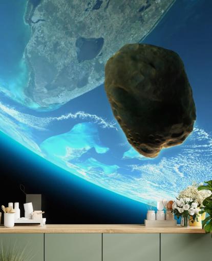 Mural Meteoro cayendo hacia la tierra Mural Meteoro cayendo hacia la tierra