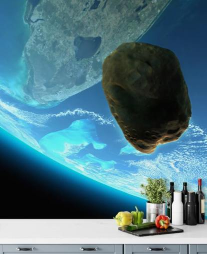 Meteor Tumbling Towards Earth Mural