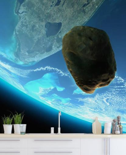 Mural Meteoro cayendo hacia la tierra