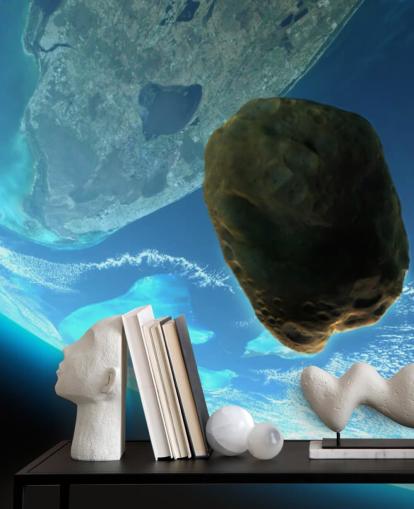 Meteor romahtaa kohti maan seinämaalausta Meteor romahtaa kohti maan seinämaalausta