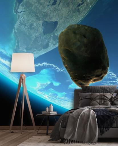 Meteor romahtaa kohti maan seinämaalausta