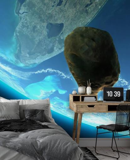 Mural Meteoro cayendo hacia la tierra