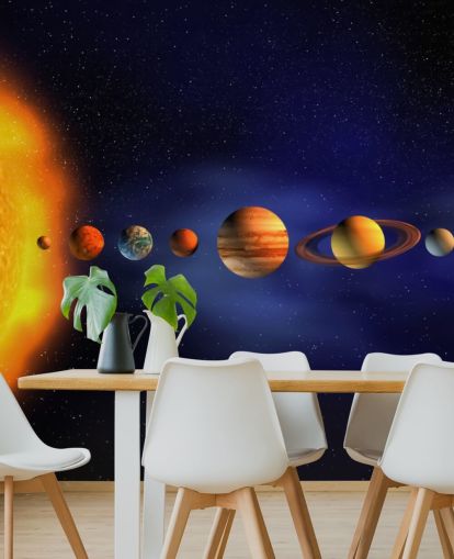 papier peint mural de la planète bleue et orange appelé Solar System pour chambre d'enfant papier peint mural de la planète bleue et orange appelé Solar System pour chambre d'enfant