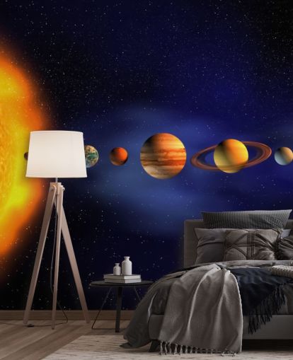 papier peint mural de la planète bleue et orange appelé Solar System pour chambre d'enfant papier peint mural de la planète bleue et orange appelé Solar System pour chambre d'enfant
