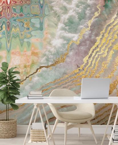 gold colour geode with pink, purple and green shades wallpaper gold colour geode with pink, purple and green shades wallpaper