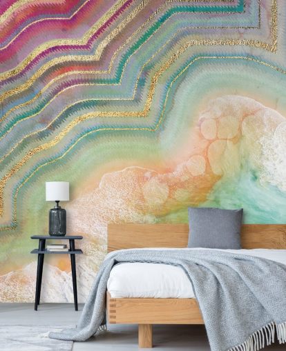 rosa, persika och turkos geode effekt tapet rosa, persika och turkos geode effekt tapet