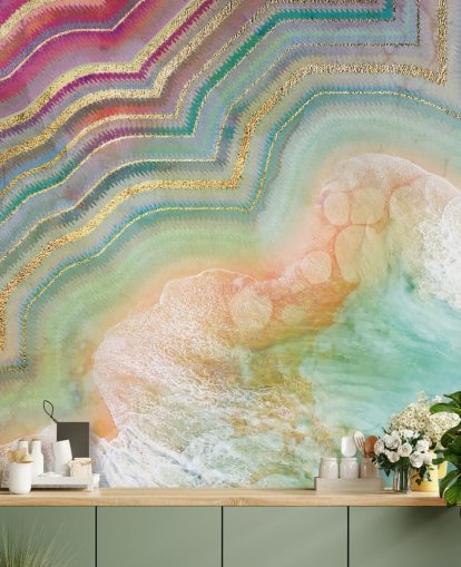 pink, peach and turquoise geode effect wallpaper pink, peach and turquoise geode effect wallpaper