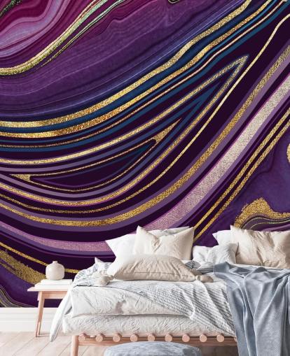 papel pintado geoda morada y dorada