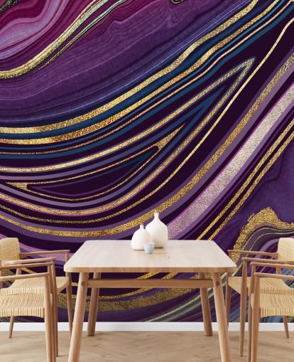 lila und goldene Geode-Tapete