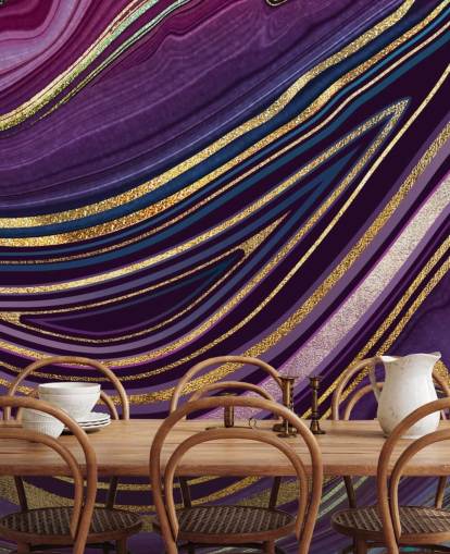 papel de parede geode roxo e dourado