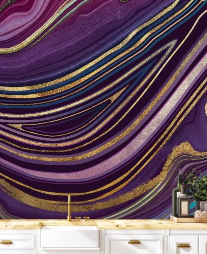 papel pintado geoda morada y dorada papel pintado geoda morada y dorada