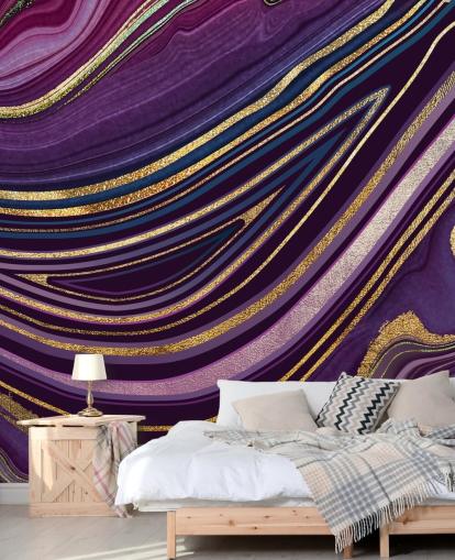 paars en goud geode behang