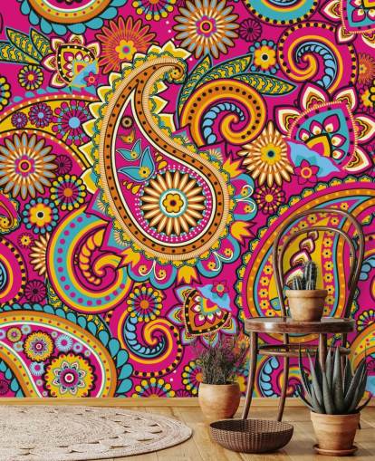 Orange and Pink Pattern Pink Wallpaper