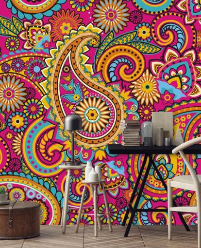 Orange and Pink Pattern Pink Wallpaper