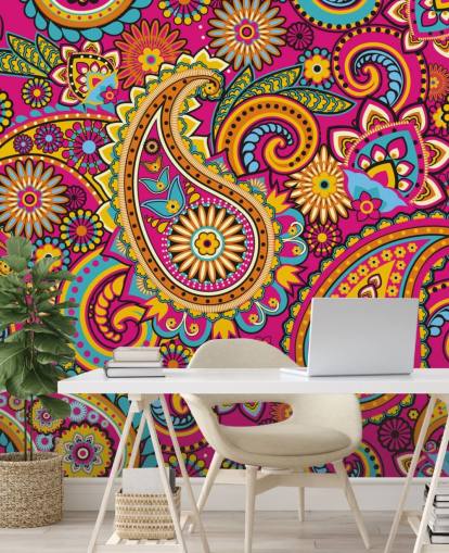 Patrón naranja y rosa Papel pintado rosa