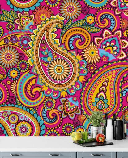 Orange and Pink Pattern Pink Wallpaper