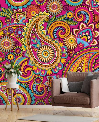 Orange and Pink Pattern Pink Wallpaper