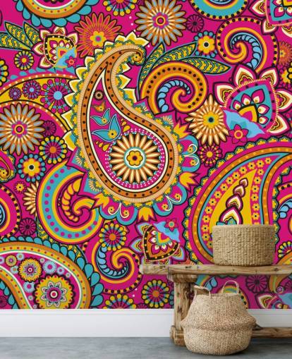 Orange and Pink Pattern Pink Wallpaper