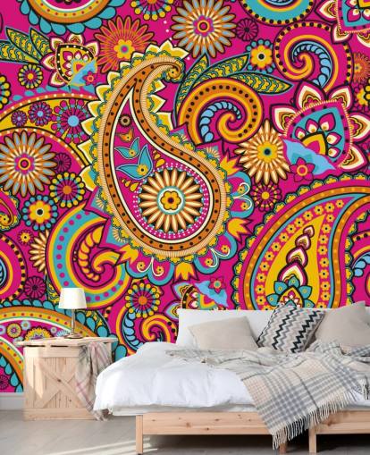 Padrão laranja e rosa Papel de parede rosa