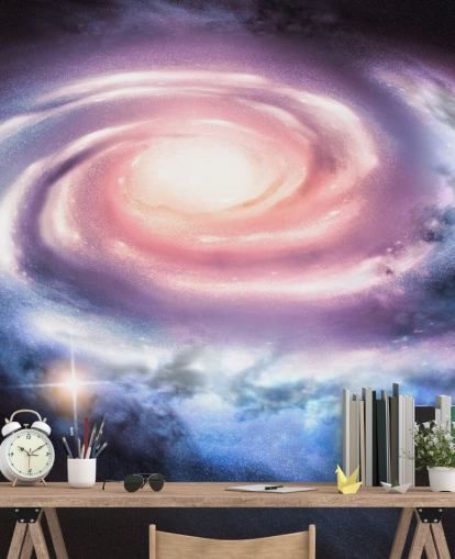 papier peint galaxie spirale violet et rose