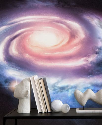 papel pintado galaxia espiral púrpura y rosa