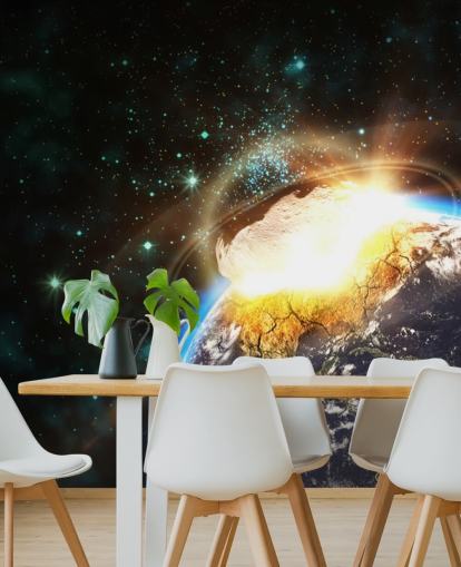 Asteroid Impact från Space väggmålning