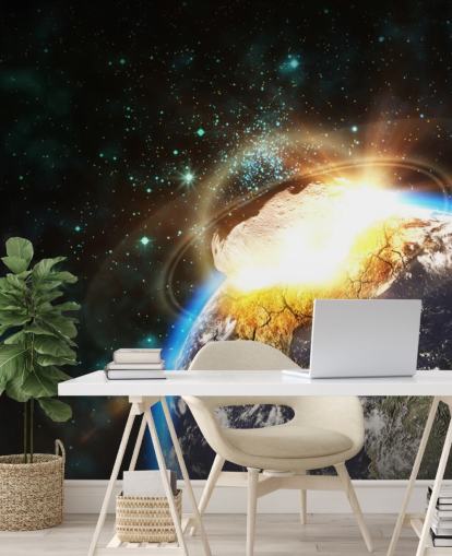 Asteroid Impact från Space väggmålning