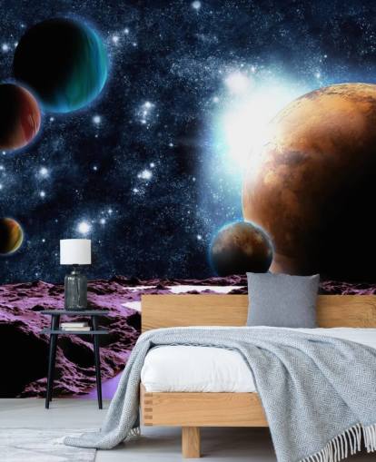 Planetas abstractos con agua Papel Pintado Planeta