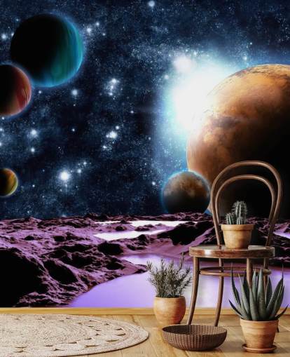 Planetas abstractos con agua Papel Pintado Planeta