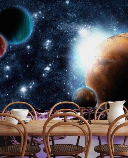 Pianeti astratti con acqua Carta da parati Planet