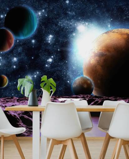 Pianeti astratti con acqua Carta da parati Planet