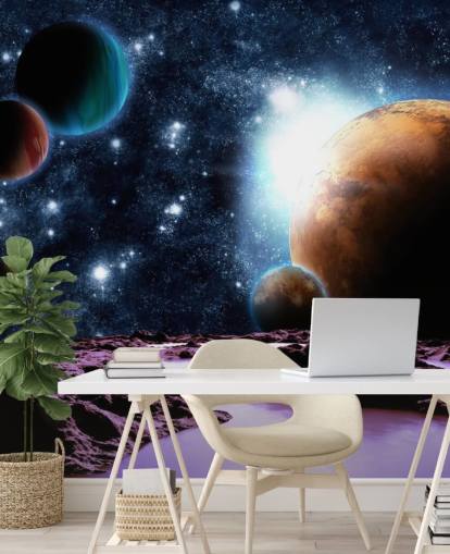 Planetas abstractos con agua Papel Pintado Planeta