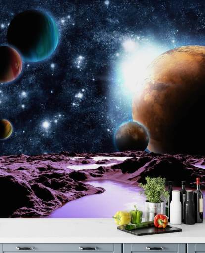 Planetas abstractos con agua Papel Pintado Planeta