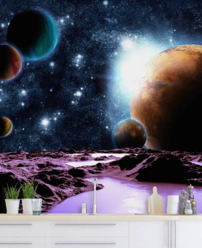 Planetas abstratos com água Planeta Papel de parede