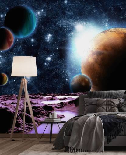 Abstraktit planeetat vedellä Planet Taustakuva