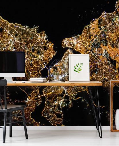 black and gold coloured map of istanbul wallpaper