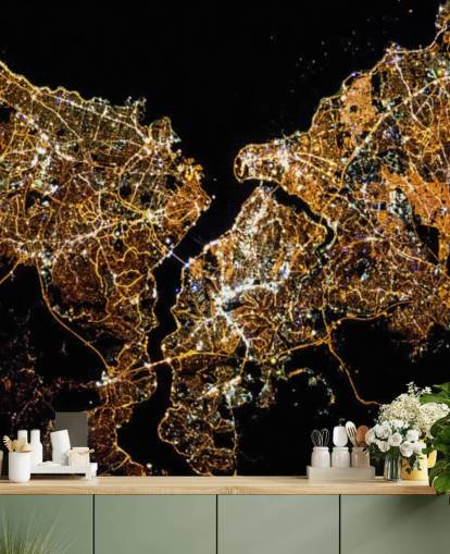 svart och guldfärgad karta över istanbul tapeter